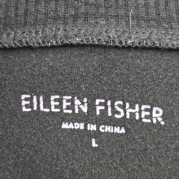 Eileen Fisher Jacket Womens Large Black Asymmetrical Zipper 1/3 Sleeve Stretch - Picture 5 of 12